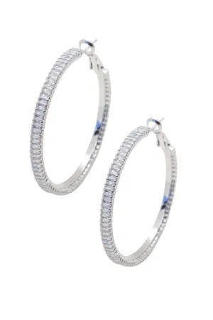 Medium Silver Glow Frostbite Hoops