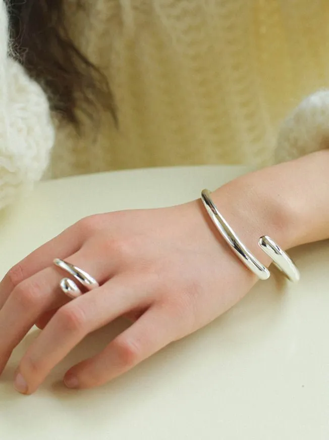 Metal Style Water-drop Open Cuff Bangle Bracelets