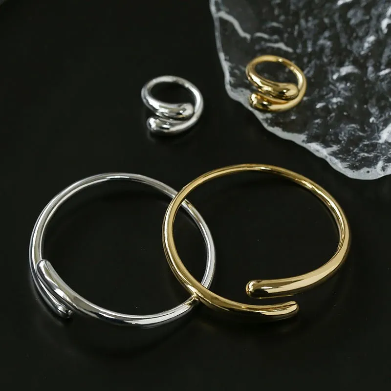 Metal Style Water-drop Open Cuff Bangle Bracelets