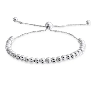 Minimalist Sterling Silver Stretch Bracelet with 3MM Seed Beads Adjustable 6.5-8 Inch