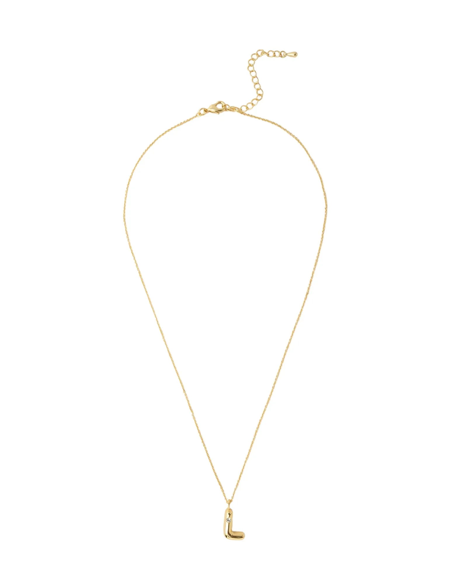 Mocha Bubble Initial Necklace - L - Light Gold