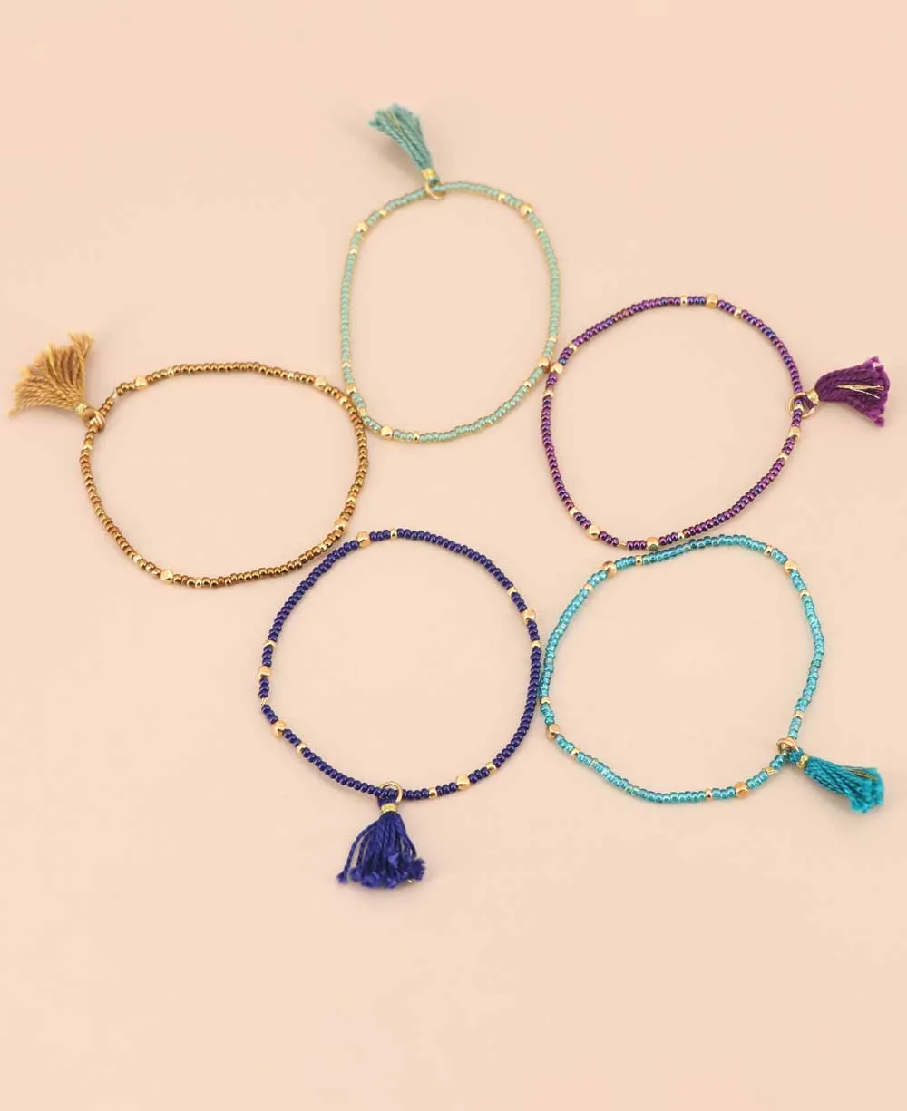 Multicolor Tassel Bracelet Set