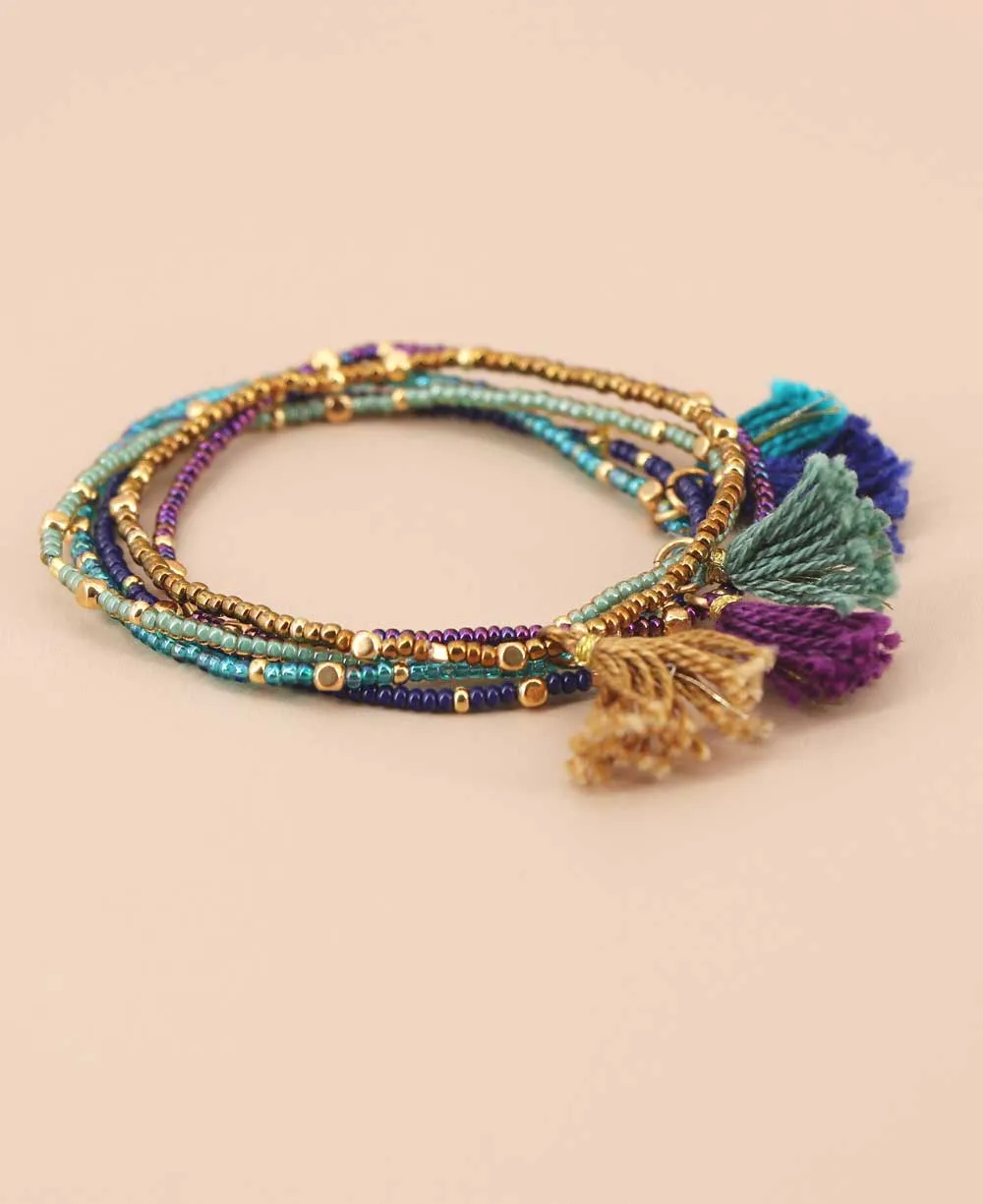 Multicolor Tassel Bracelet Set