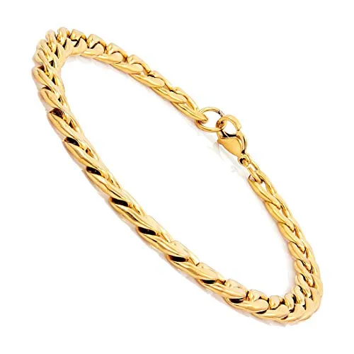 Nakabh 8 inch Stylish Chain Style Stainless Steel bracelets for men stylish Boys Unisex (Gold)