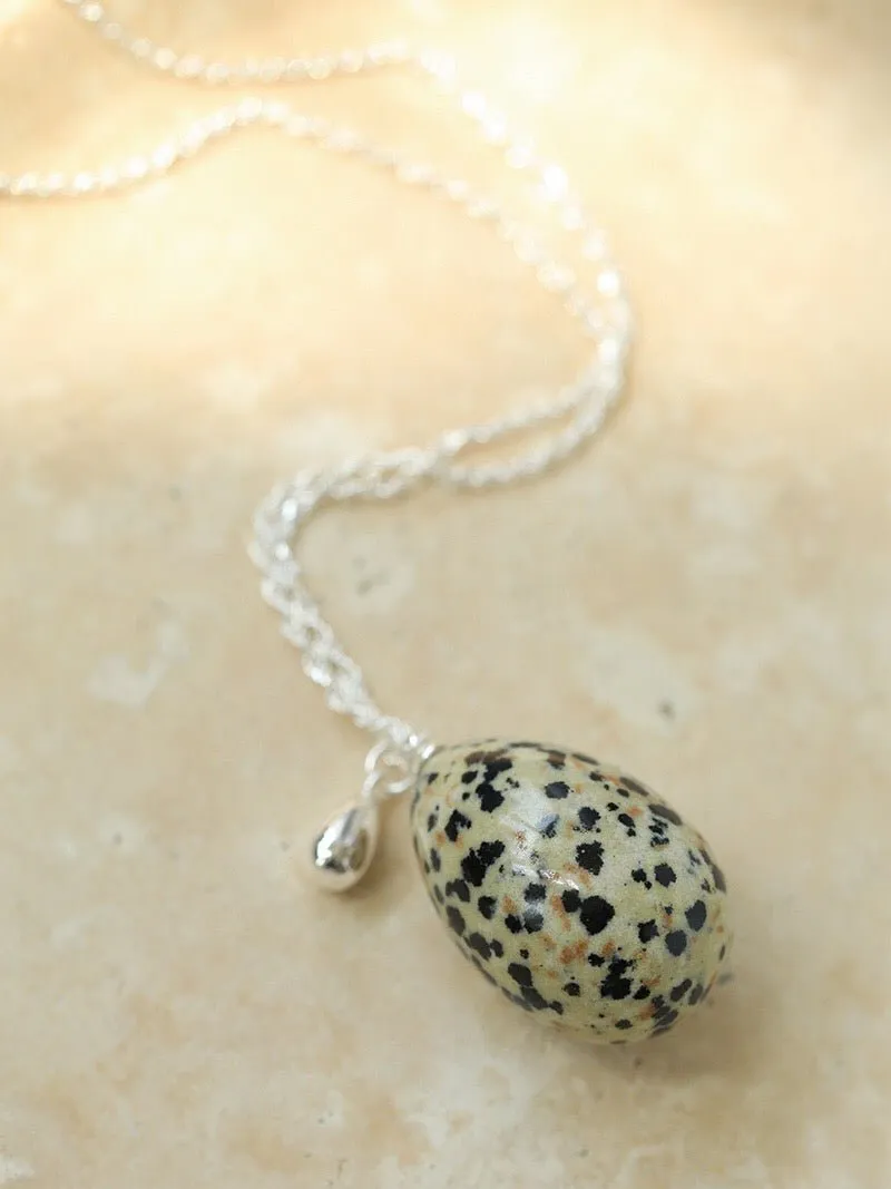 Natural Stone Egg Pendants Necklaces