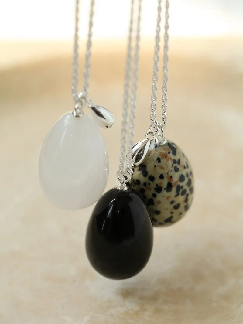 Natural Stone Egg Pendants Necklaces