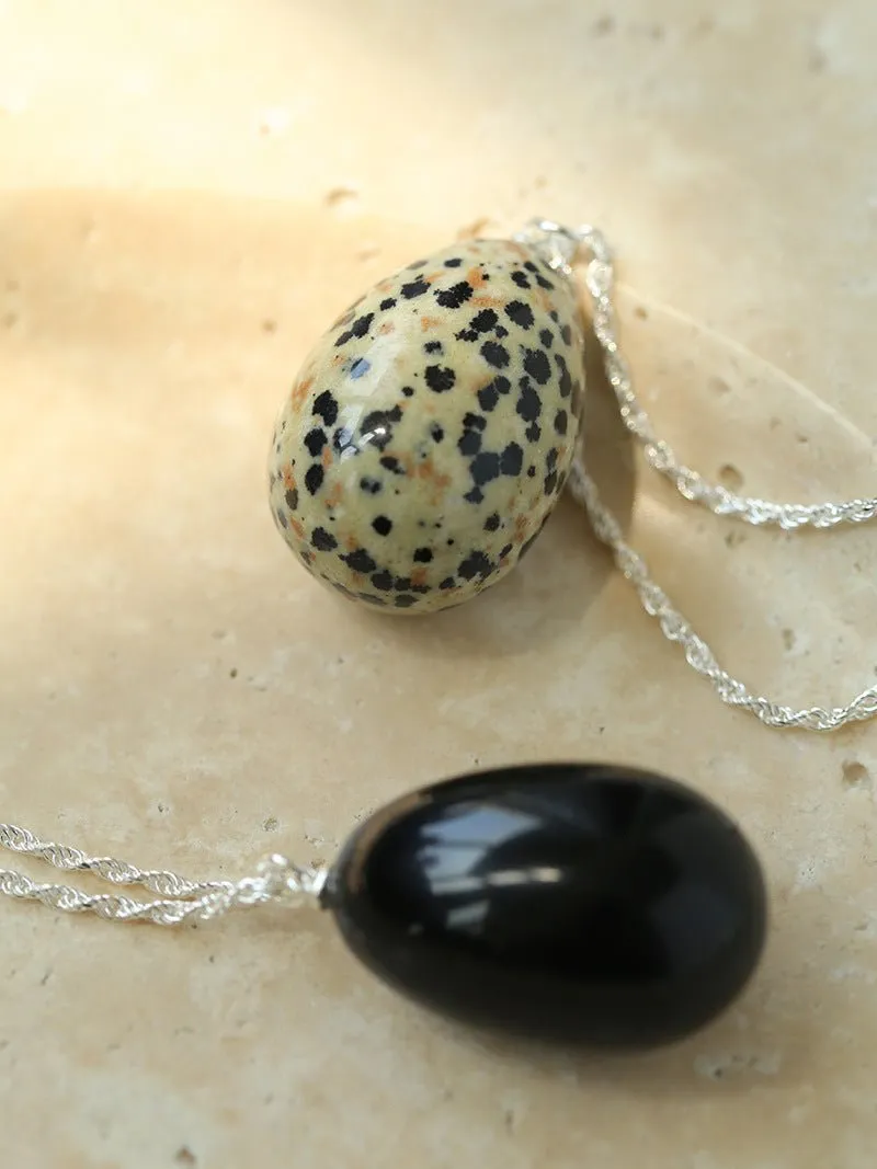 Natural Stone Egg Pendants Necklaces