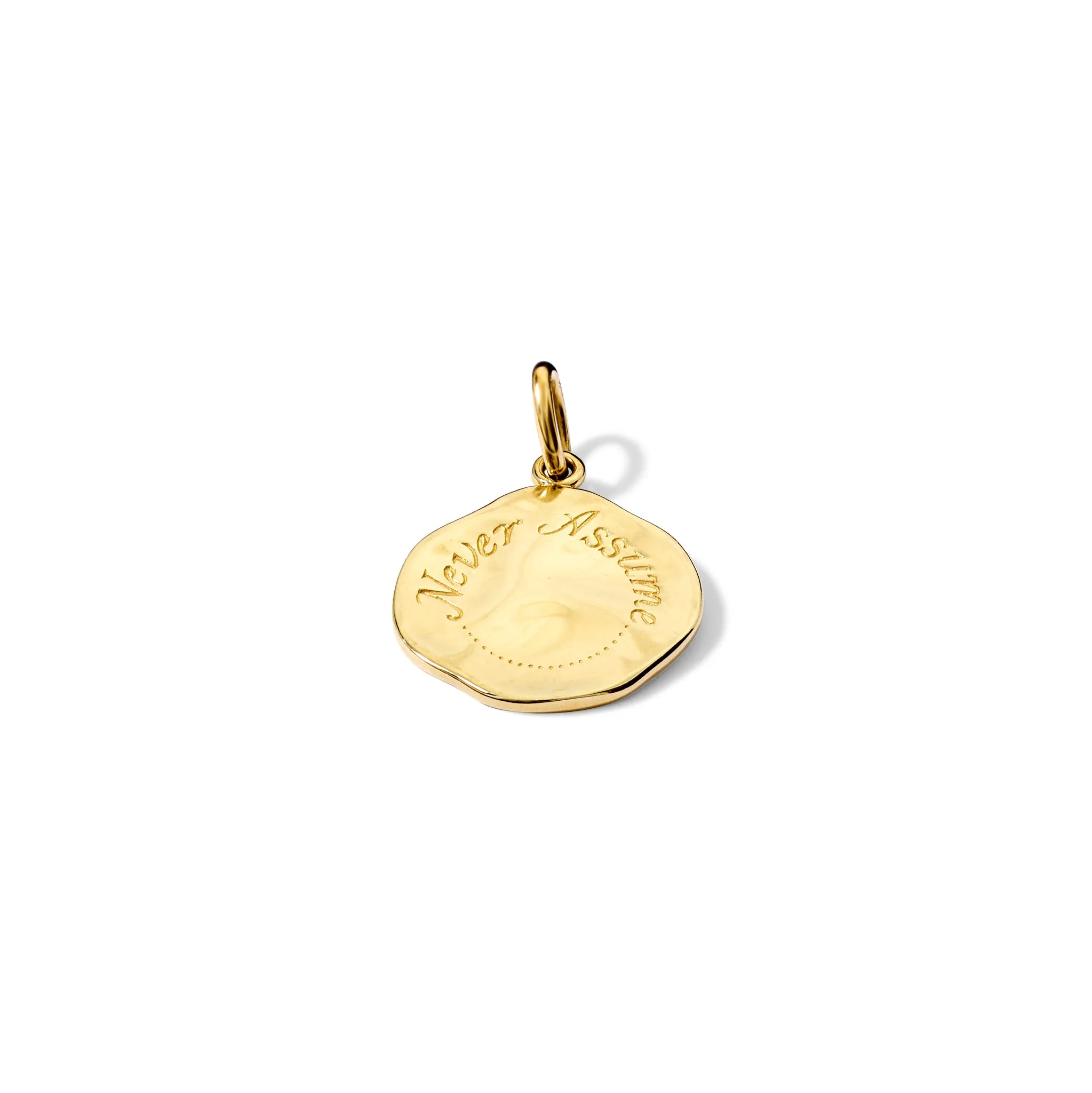 Never Assume Quote Pendant Yellow Gold