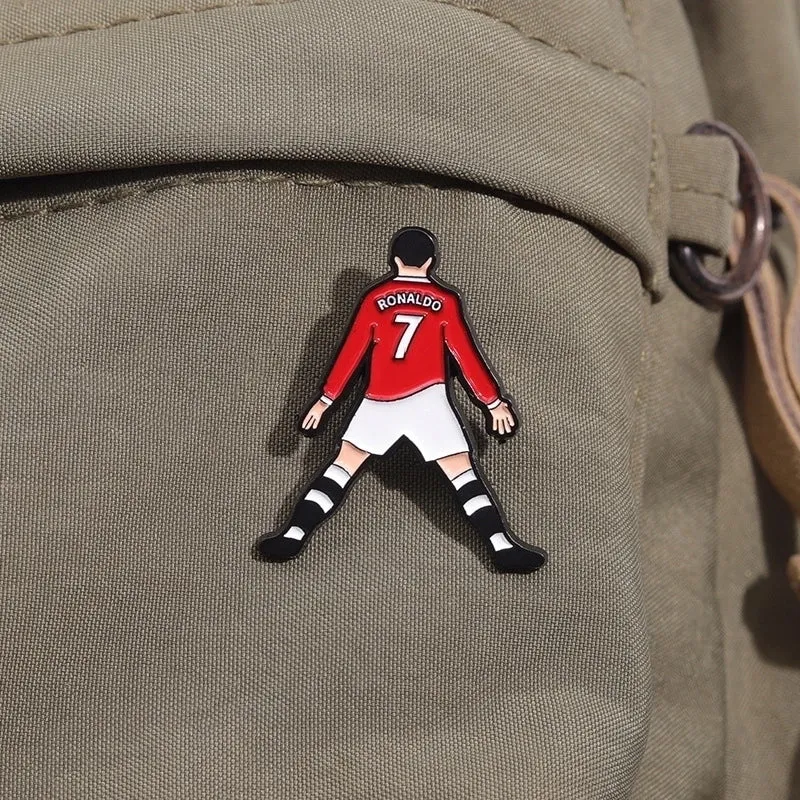 New Creative Cartoon Football Superstar Character Jersey Number Modeling Alloy Paint Denim Wear Shoes And Hats Bag Brooch Badge