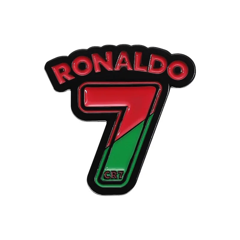 New Creative Cartoon Football Superstar Character Jersey Number Modeling Alloy Paint Denim Wear Shoes And Hats Bag Brooch Badge