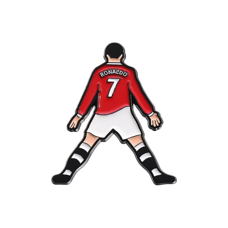 New Creative Cartoon Football Superstar Character Jersey Number Modeling Alloy Paint Denim Wear Shoes And Hats Bag Brooch Badge