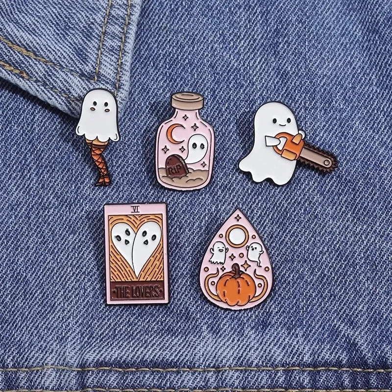 New Creative Cartoon Halloween Funny Modeling Series Alloy Paint Denim Wear Shoes And Hats Bag Brooch Badge