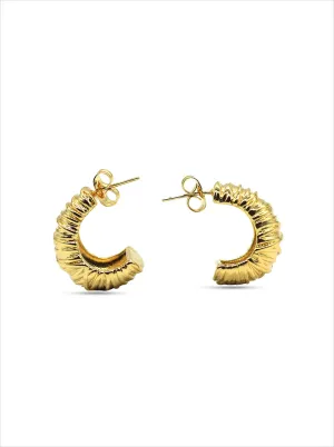 Ornaio 18K Gold Plated Anti-Tarnish Ribbed Hoop Earrings