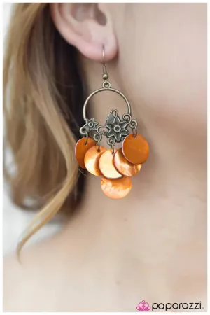 Paparazzi Earring ~ Aquamarine Dream - Orange