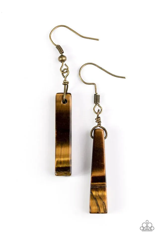 Paparazzi Earring ~ Stone Idols - Brown