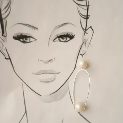 Pearl Hoop Earrings | 4727