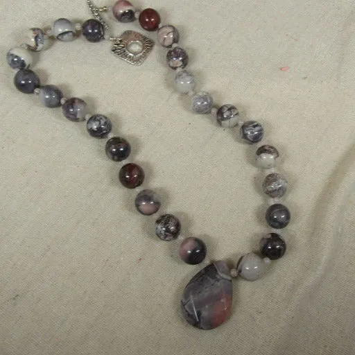 Porcelain Jasper Gemstone Necklace with Pendant