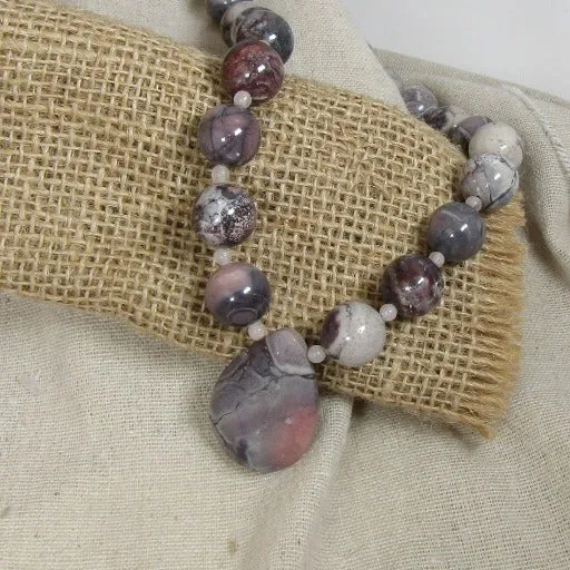 Porcelain Jasper Gemstone Necklace with Pendant