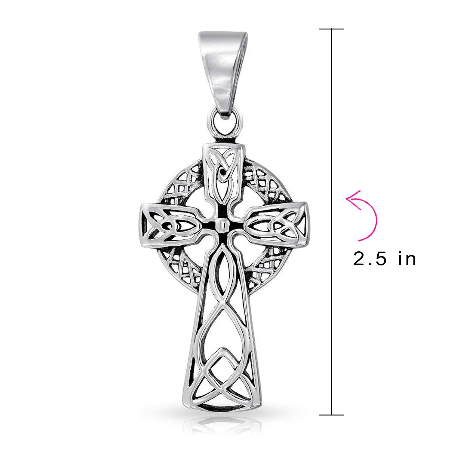 Protection Amulet Celtic Cross Pendant Necklace for Men Oxidized Silver 20" Chain