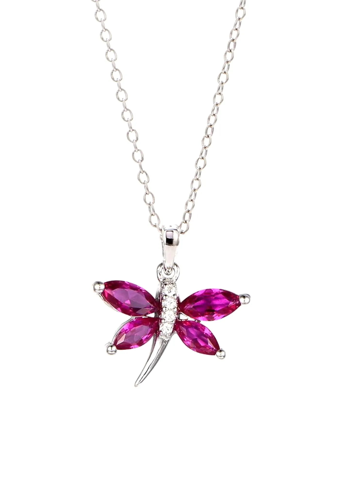 Pure Silver Red Ruby Butterfly Pendant