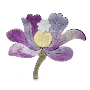 Purple Orchid Flower Acrylic Brooch