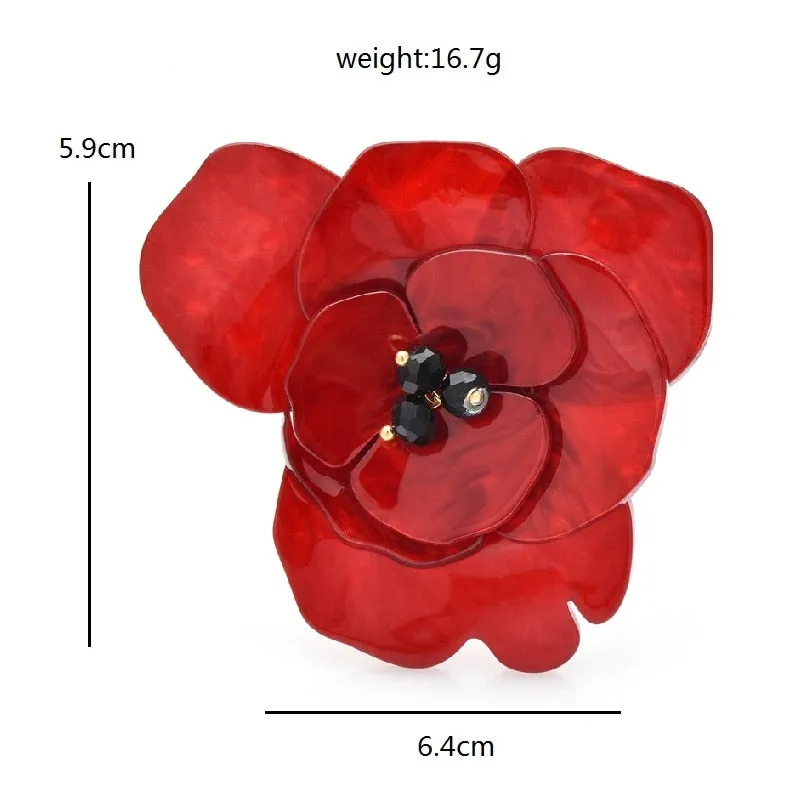 Red Poppy Acrylic Brooch