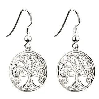 Rhodium Tree of Life Earrings