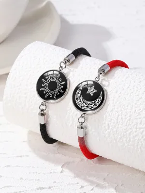 Romantic Sun and Moon Luminous Couple Bracelets - 2Pcs