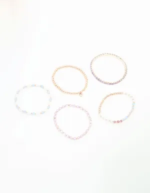 Rose Gold Beaded Bracelets 5-Pack