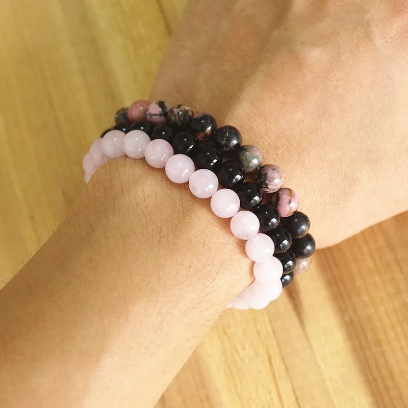 Rose Quartzs Beaded Mala Charm Bracelets