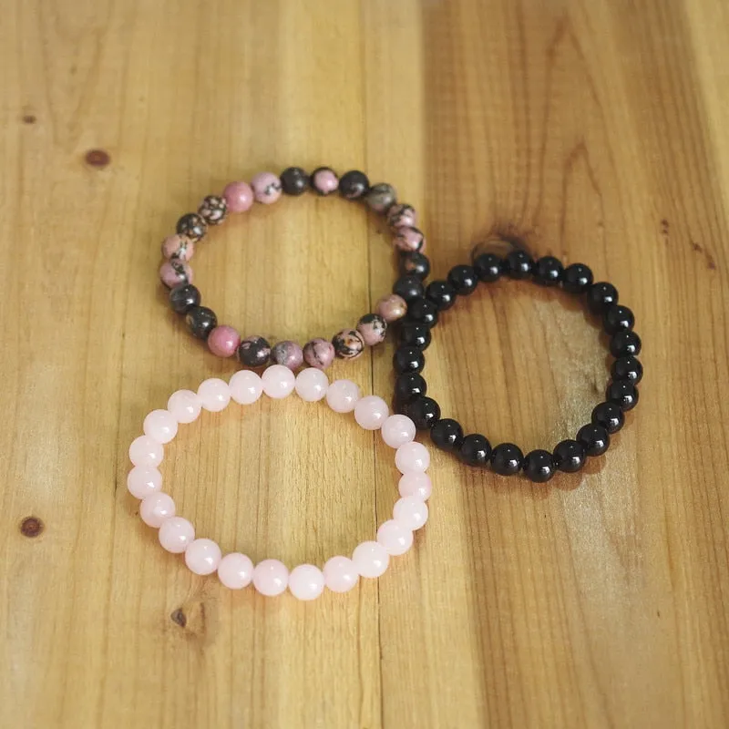 Rose Quartzs Beaded Mala Charm Bracelets