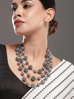 Rubans Silver-Plated Artificial Beads Layered Necklace