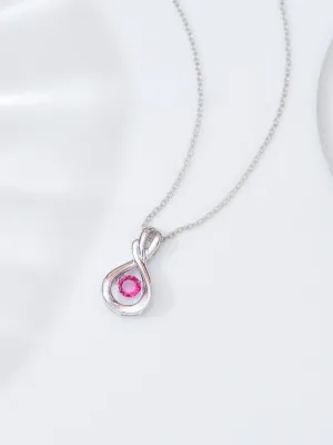 Ruby Infinity Design Dancing Pendant In 925 Silver