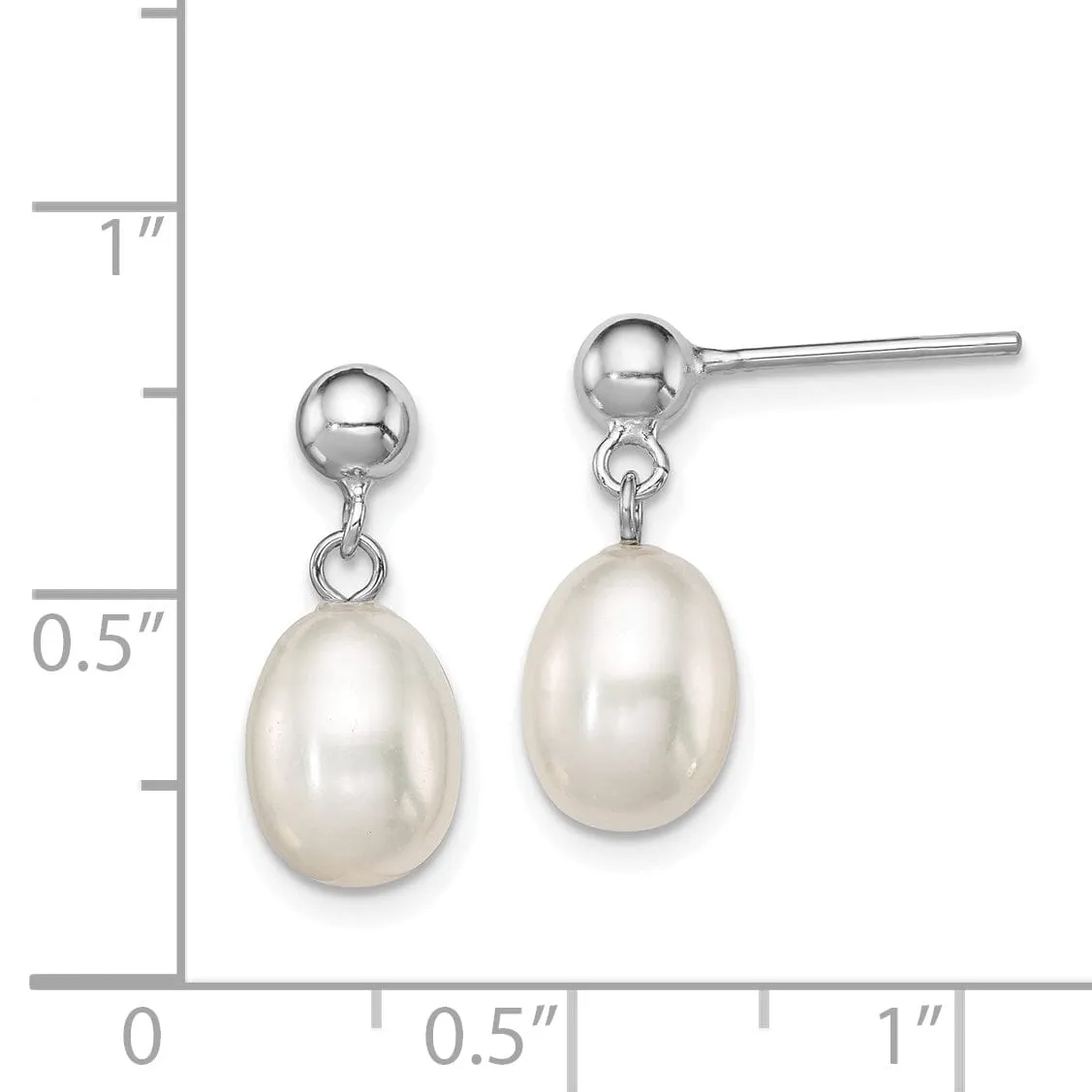 Silver White Fresh Water Pearl Post Earrings