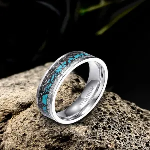 Simple Turquoise Inlaid Titanium Engagement Ring