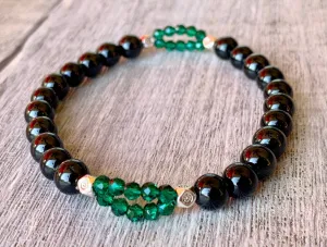 🔴SOLD🔴Rowan Handmade Emerald and Black Tourmaline Expandable Bracelet