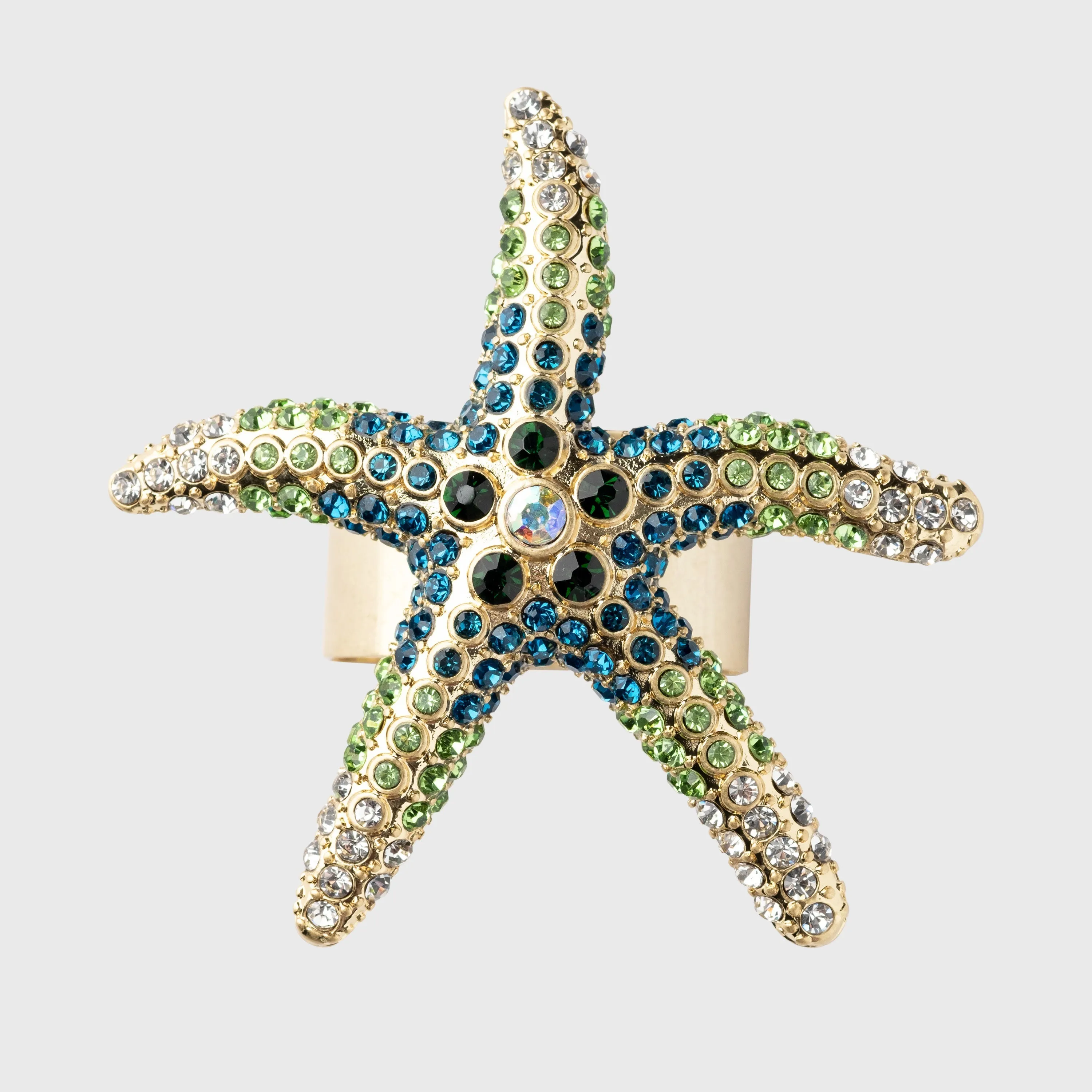 Sparkling starfish napkin rings, green, set of four