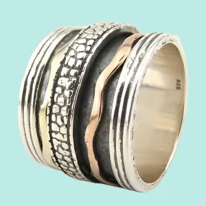 Spinner ring handcrafted in Israel, silver and gold