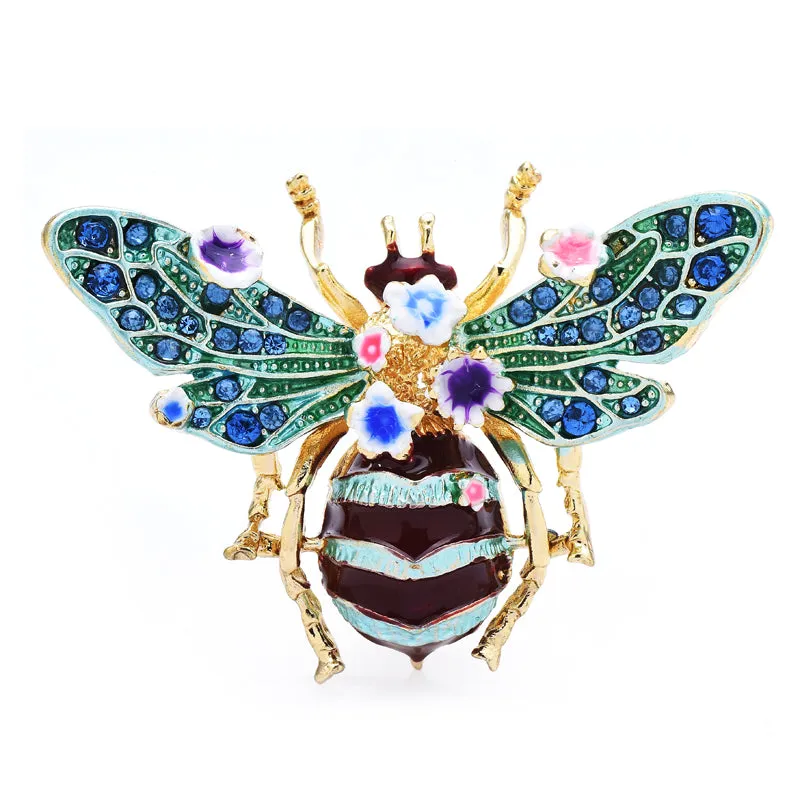 Spring Blossom Bee Enamel Brooches