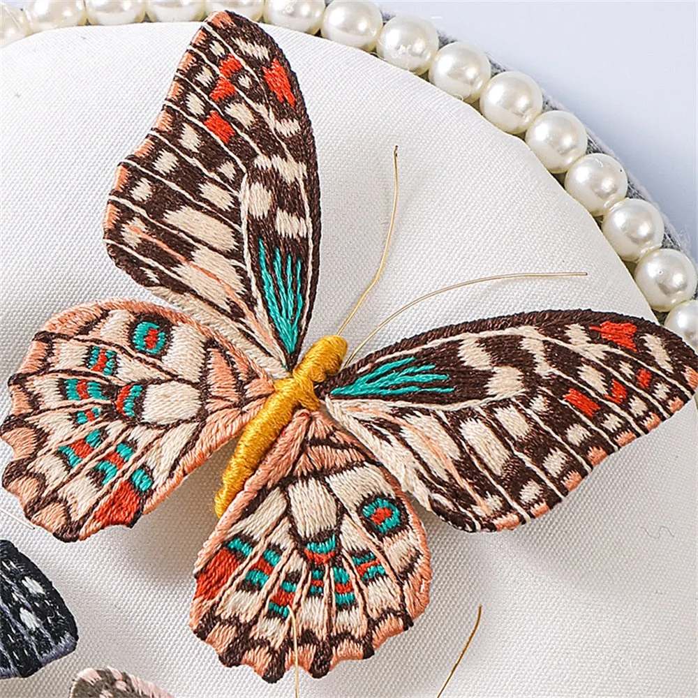 Starter Embroidery Kit Handmade Butterfly Brooches DIY Sewing Kit With Hoop