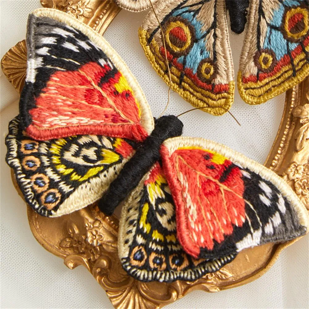 Starter Embroidery Kit Handmade Butterfly Brooches DIY Sewing Kit With Hoop