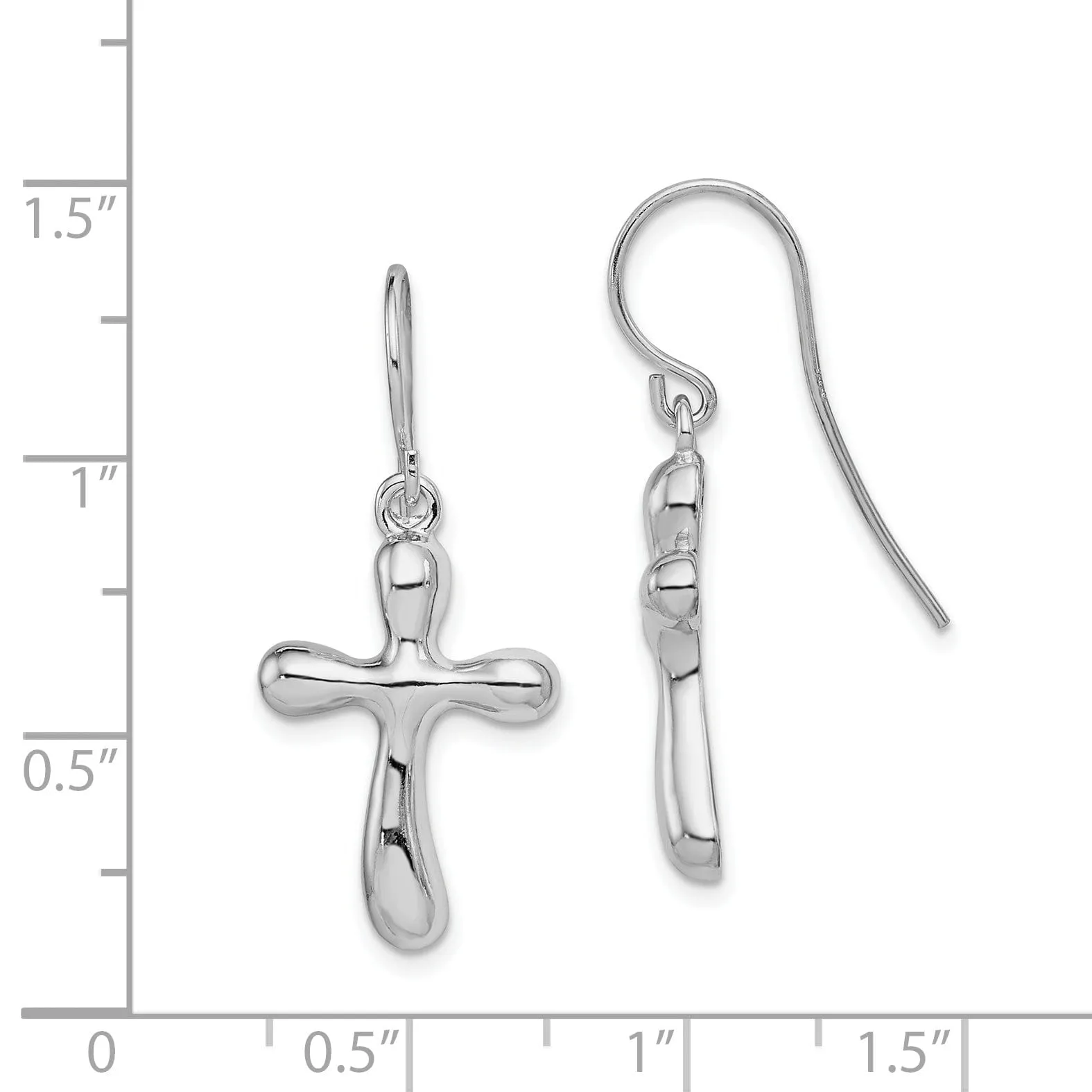 Sterling Silver Bubble Cross Dangle Earrings