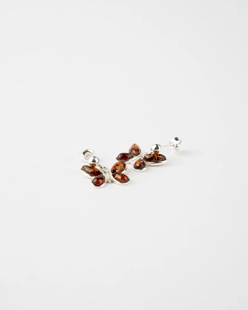 Subtle Butterfly Earrings - Elegant Amber & Sterling Silver Jewelry