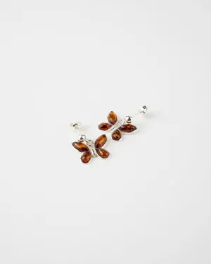 Subtle Butterfly Earrings - Elegant Amber & Sterling Silver Jewelry