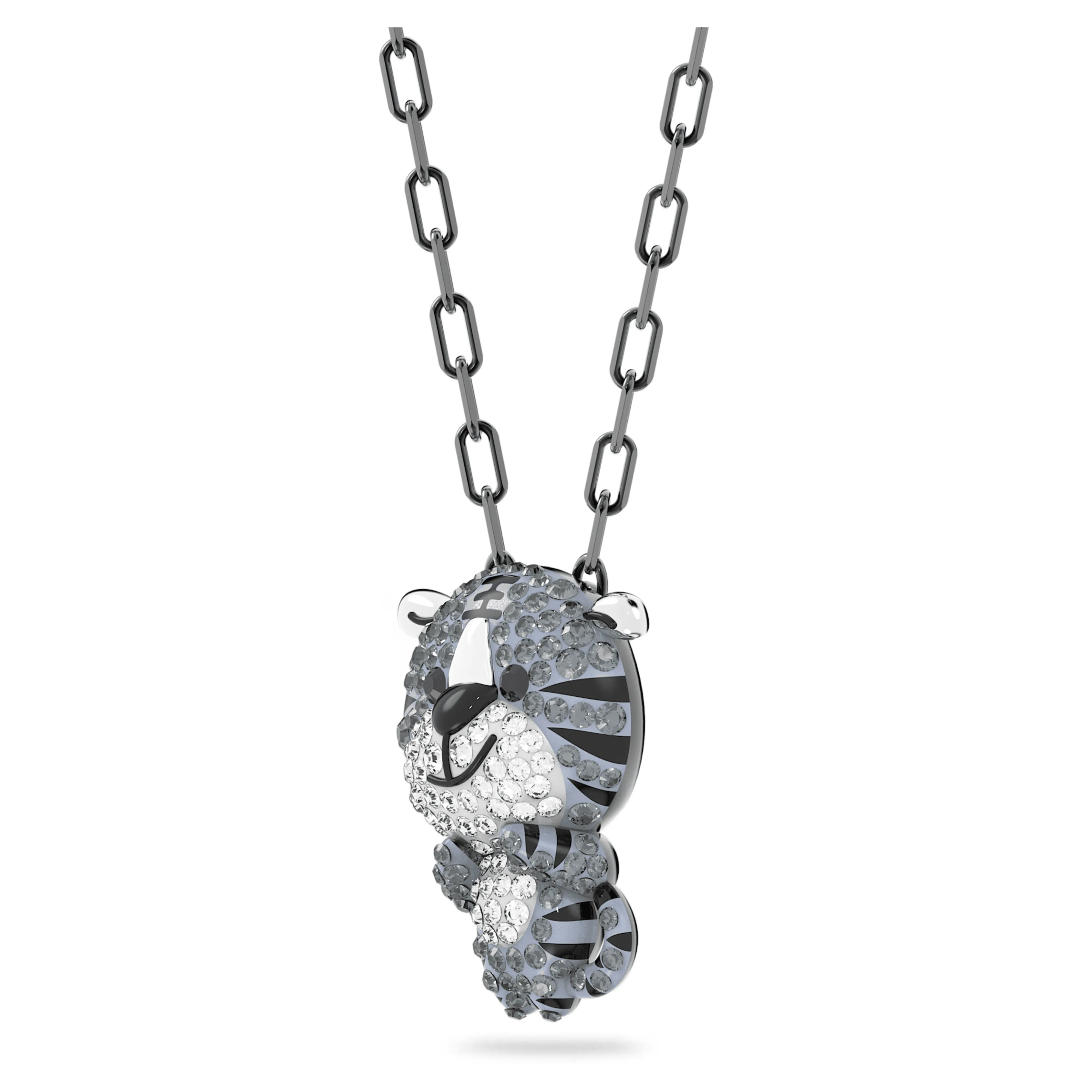 Swarovski Zodiac Tiger Pendant Necklace Grey Ruthenium Plated 5623750