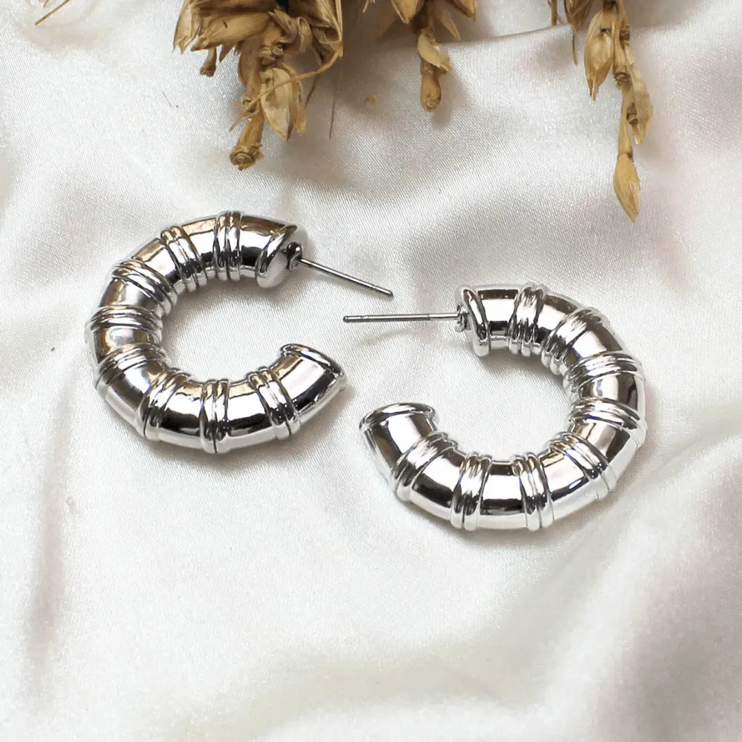 TFC Helium Balloons Silver Plated Hoop Earrings