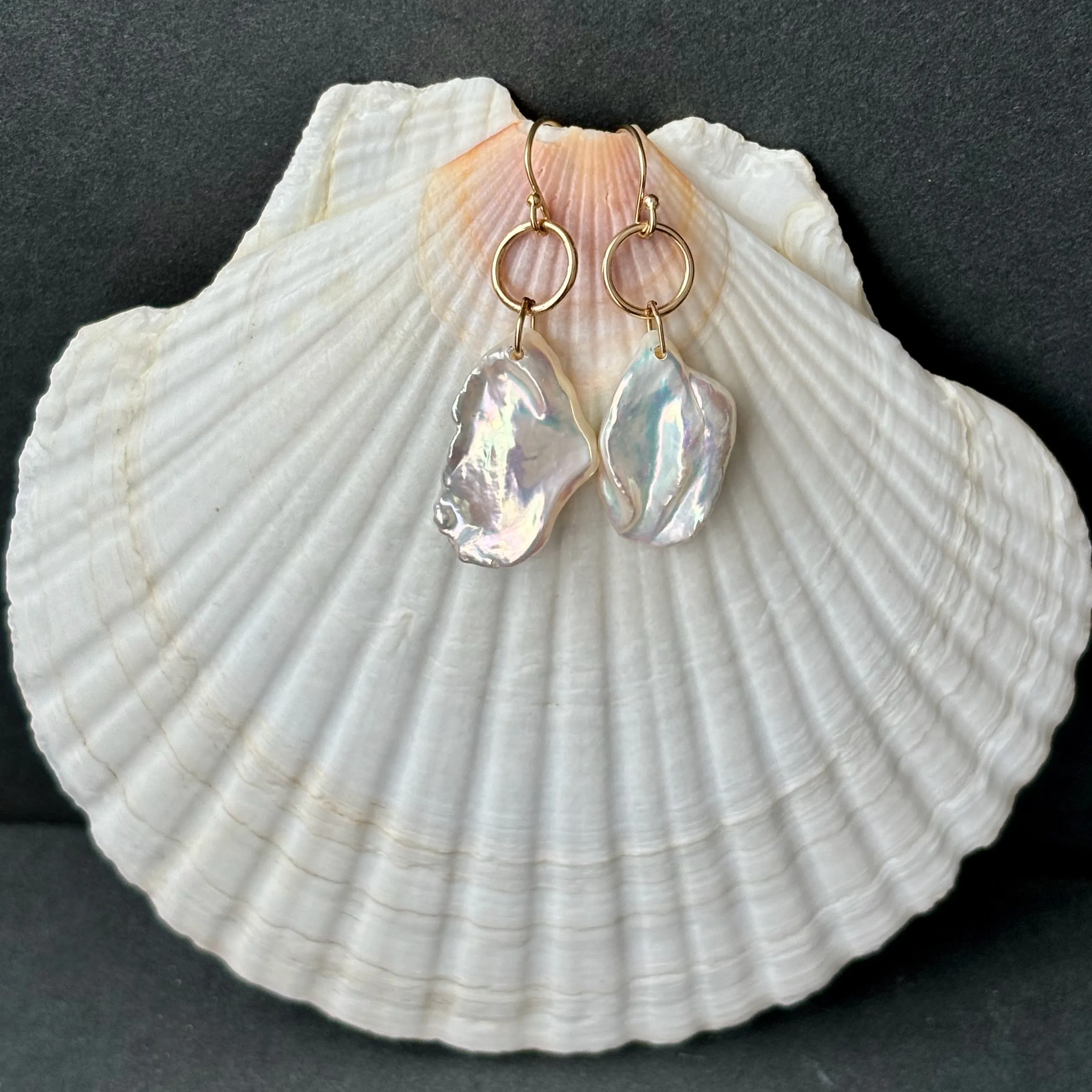 the great white fresh water keshi pearl earrings