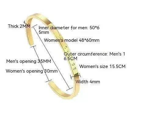 Titanium Steel Open-end Engraved  Fashion Bracelet for Women