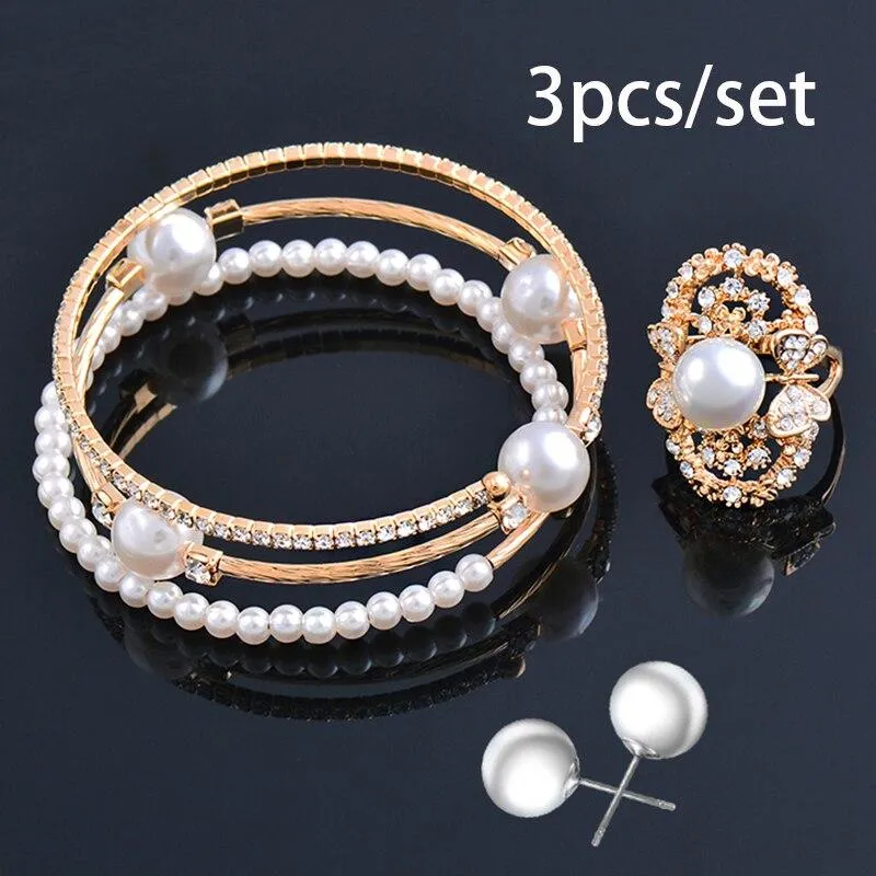 Trendy Fashion Jewellery Multi Layer Large Pearl Charm Bracelets For Women