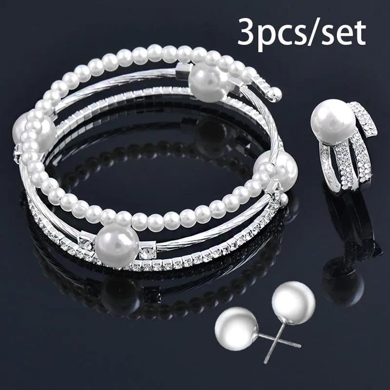 Trendy Fashion Jewellery Multi Layer Large Pearl Charm Bracelets For Women